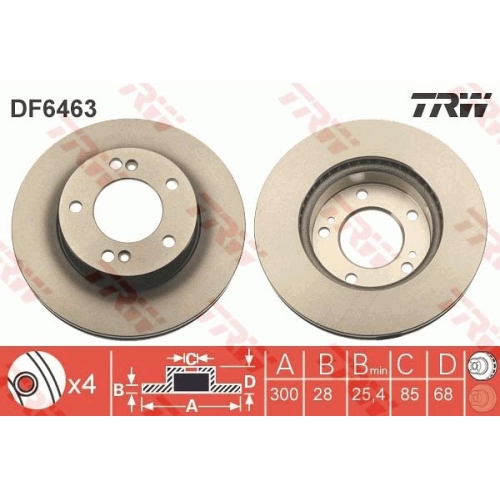 2 Brake Disc TRW DF6463 SSANGYONG