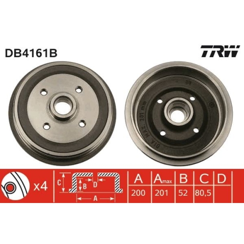 Bremstrommel TRW DB4161B AUDI