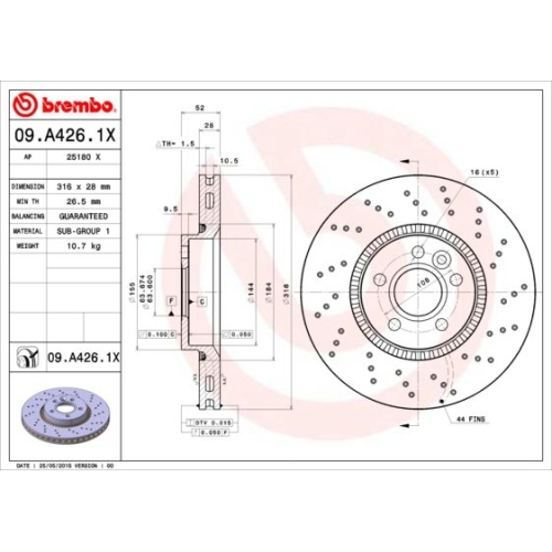 Bremsscheibe BREMBO 09.A426.1X BREMBO XTRA LINE FORD VOLVO LAND ROVER