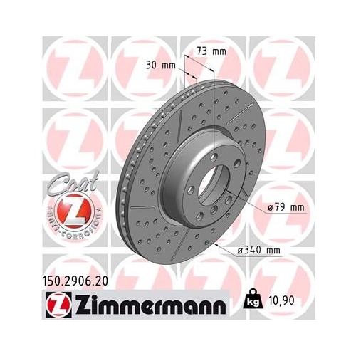 2 Brake Disc ZIMMERMANN 150.2906.20 COAT Z BMW BMW (BRILLIANCE)