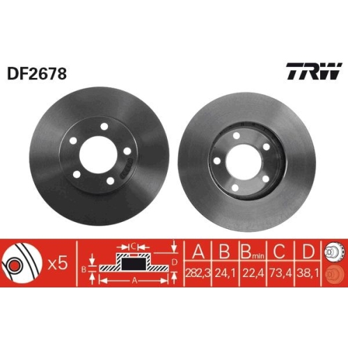 2 Brake Disc TRW DF2678 CHRYSLER DODGE PLYMOUTH