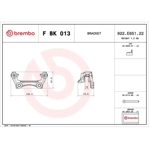 Bremssattelhaltersatz BREMBO F BK 013 PRIME LINE MERCEDES-BENZ