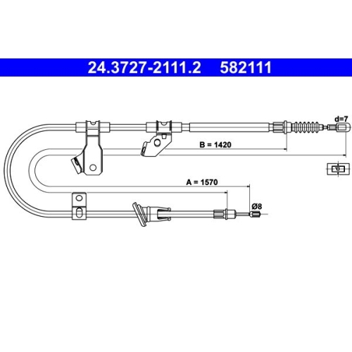 1 Cable Pull, parking brake ATE 24.3727-2111.2 MITSUBISHI