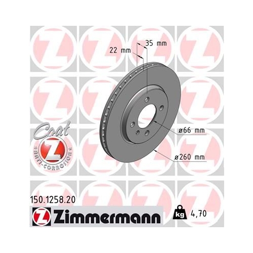 2 Brake Disc ZIMMERMANN 150.1258.20 COAT Z BMW