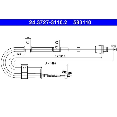 1 Cable Pull, parking brake ATE 24.3727-3110.2 HYUNDAI