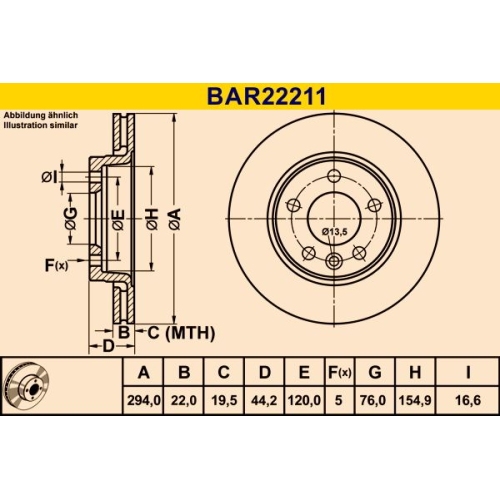 Bremsscheibe BARUM BAR22211 VAG