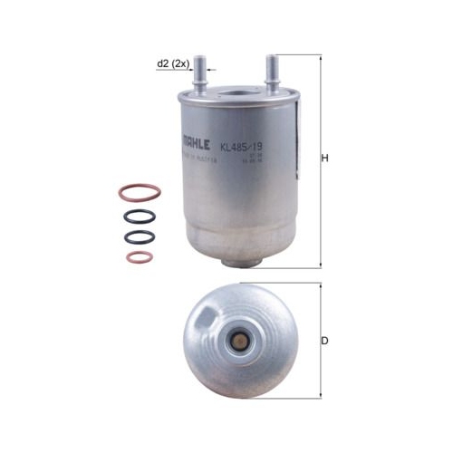 1 Fuel Filter MAHLE KL 485/19D RENAULT