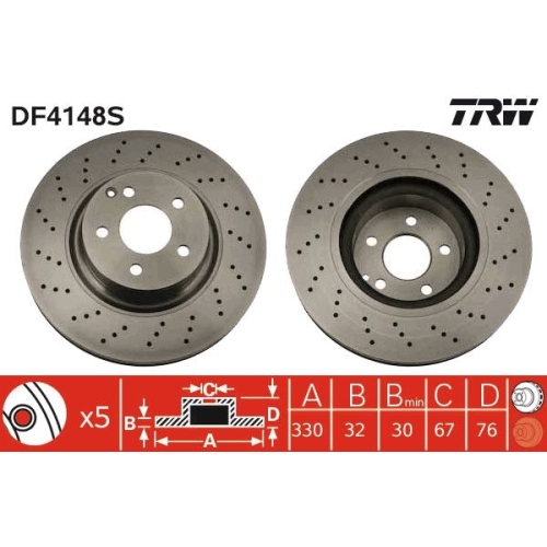 1 Brake Disc TRW DF4148S MERCEDES-BENZ