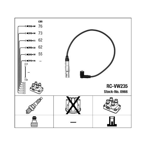 1 Ignition Cable Kit NGK 0966 AUDI SEAT SKODA VW LAMBORGHINI BENTLEY