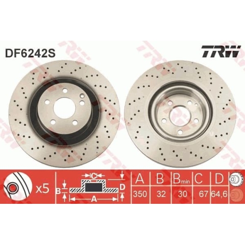 1 Brake Disc TRW DF6242S MERCEDES-BENZ