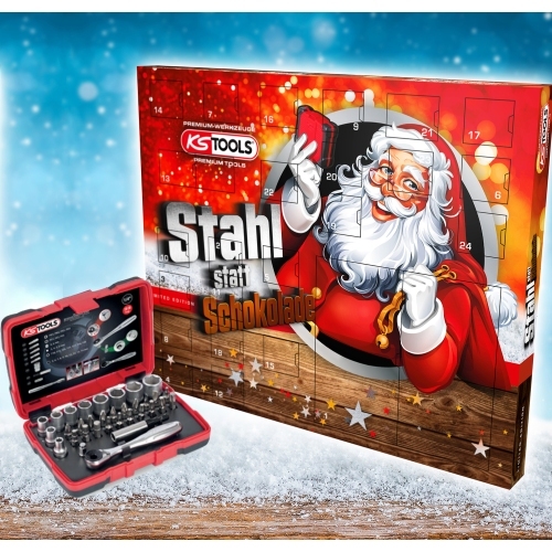 Advent calendar KS TOOLS 999.6666 steel instead of chocolate socket wrench set, 33 pcs