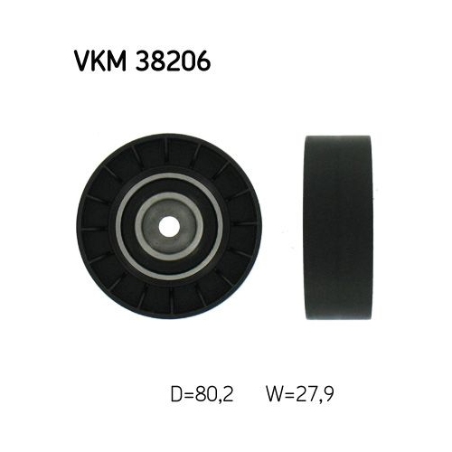 1 Deflection/Guide Pulley, V-ribbed belt SKF VKM 38206 BMW
