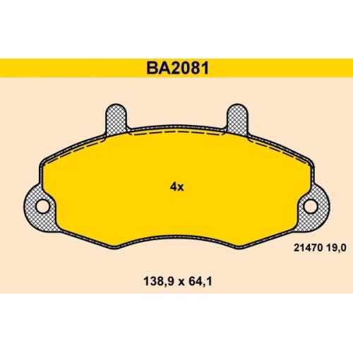 1 Brake Pad Set, disc brake BARUM BA2081 FORD
