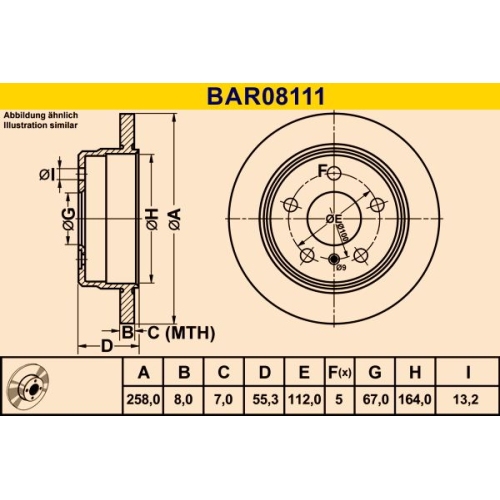 Bremsscheibe BARUM BAR08111 MERCEDES-BENZ