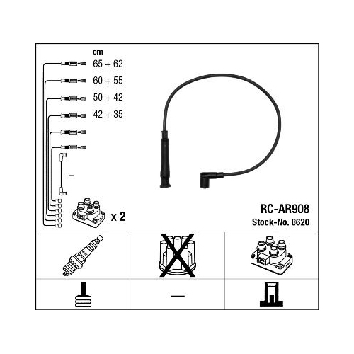 1 Ignition Cable Kit NGK 8620 ALFA ROMEO FIAT LANCIA FERRARI MASERATI ABARTH