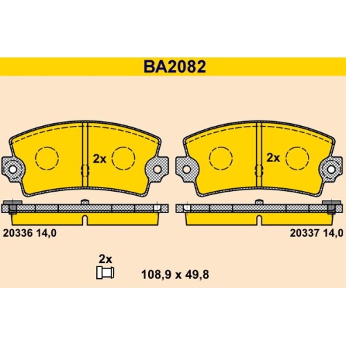 1 Brake Pad Set, disc brake BARUM BA2082 RENAULT TALBOT