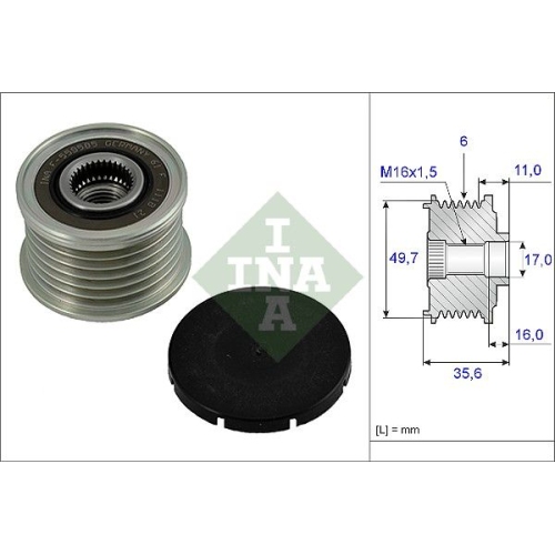 1 Alternator Freewheel Clutch INA 535 0016 10 MERCEDES-BENZ