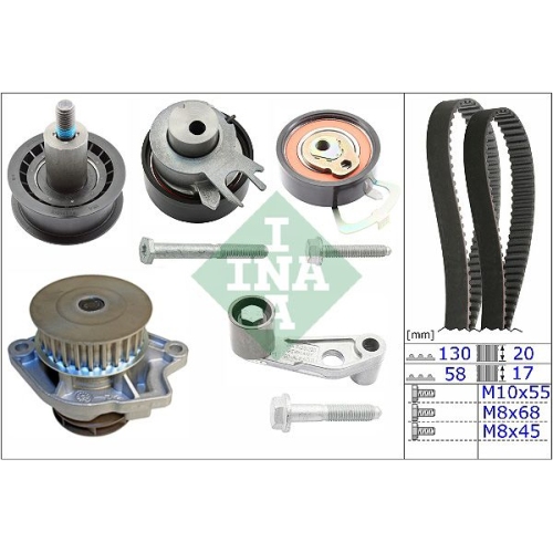 1 Water Pump & Timing Belt Kit INA 530 0089 31 AUDI SEAT SKODA VW VW (SVW)