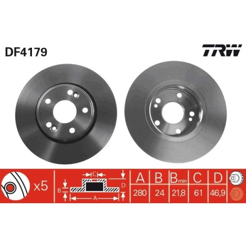 2 Brake Disc TRW DF4179 RENAULT
