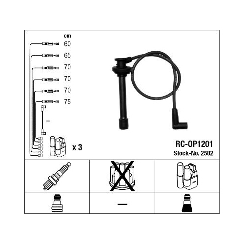 1 Ignition Cable Kit NGK 2582 OPEL