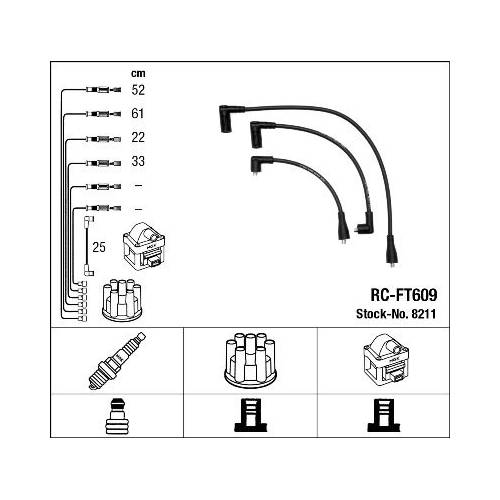 1 Ignition Cable Kit NGK 8211 ALFA ROMEO FIAT LANCIA FERRARI MASERATI ABARTH