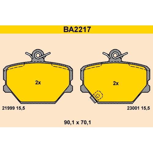 1 Brake Pad Set, disc brake BARUM BA2217 SMART