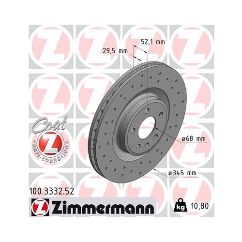 1 Brake Disc ZIMMERMANN 100.3332.52 SPORT BRAKE DISC COAT Z VAG