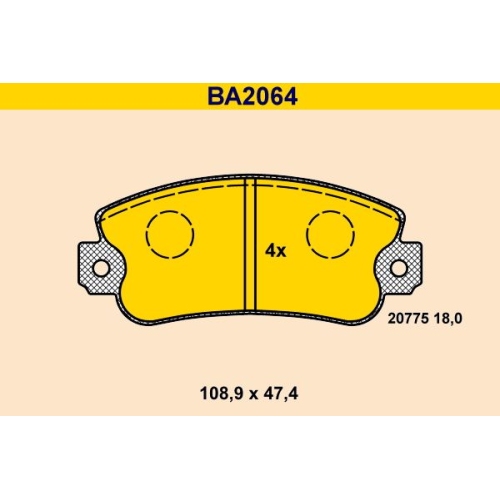 1 Brake Pad Set, disc brake BARUM BA2064 FIAT
