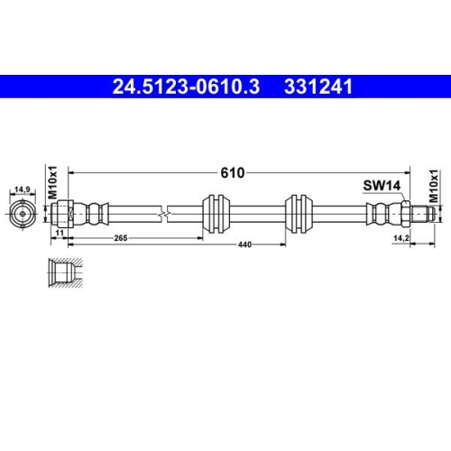 Bremsschlauch ATE 24.5123-0610.3 MERCEDES-BENZ