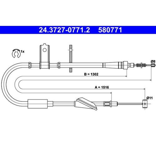 ATE Cable, parking brake 24.3727-0771.2