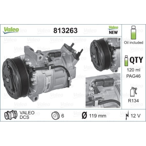 1 Compressor, air conditioning VALEO 813263 VALEO ORIGINS NEW OE TECHNOLOGY