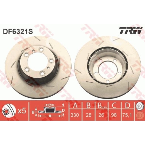 1 Brake Disc TRW DF6321S PORSCHE