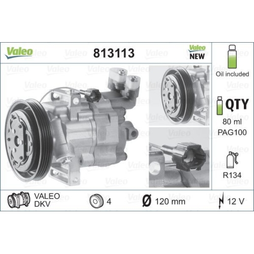 1 Compressor, air conditioning VALEO 813113 VALEO ORIGINS NEW OE TECHNOLOGY