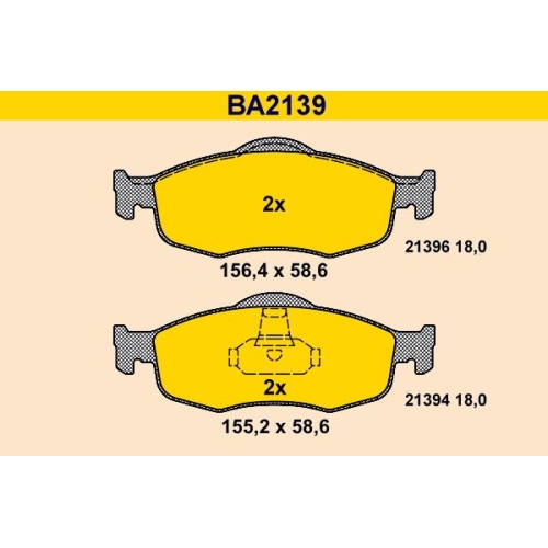 1 Brake Pad Set, disc brake BARUM BA2139 FORD
