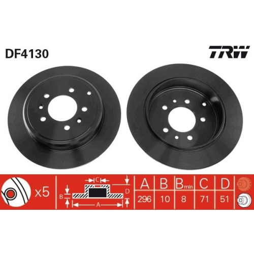 2 Brake Disc TRW DF4130 PEUGEOT