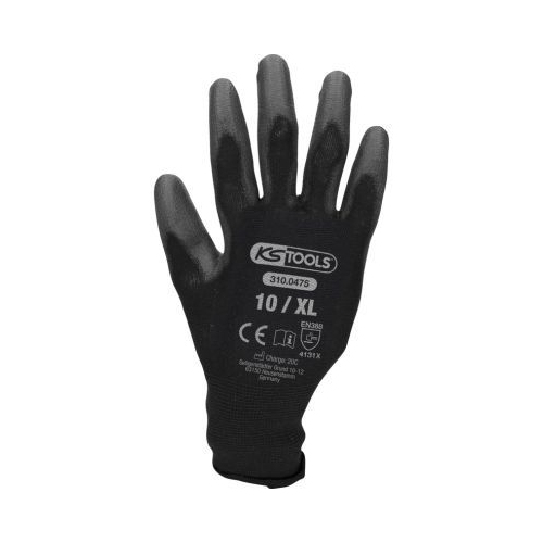 KS TOOLS Gloves, micro fine, black, 12 pair, extra long 310.0475