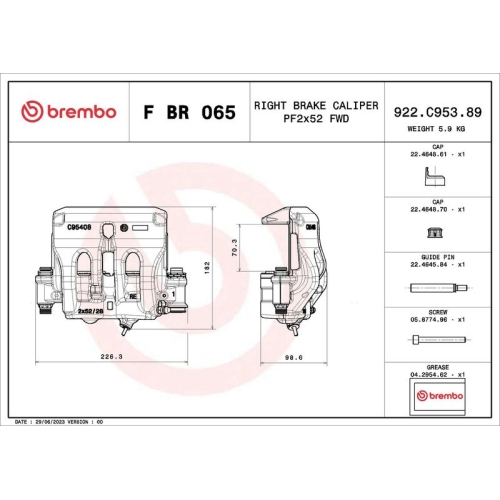 Bremssattel BREMBO F BR 065 PRIME LINE MERCEDES-BENZ