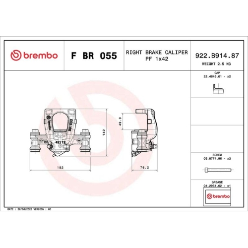 Bremssattel BREMBO F BR 055 PRIME LINE MERCEDES-BENZ