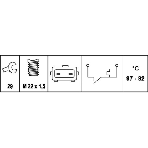 1 Temperature Switch, radiator fan HELLA 6ZT 007 801-051 CITROËN FIAT LANCIA
