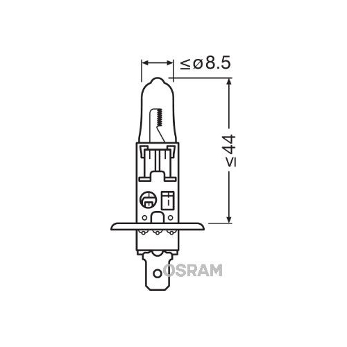 Incandescent lightbulb OSRAM H1 55W / 12V socket embodiment: P14,5s (64150)