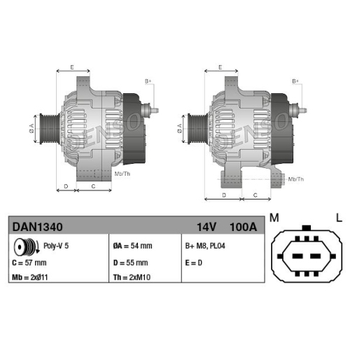 Generator DENSO DAN1340 OPEL