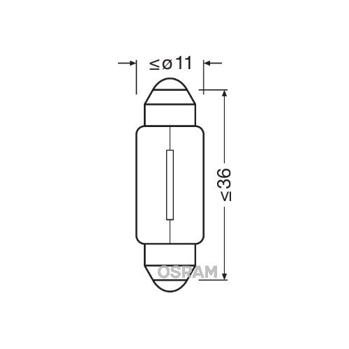 Incandescent lightbulb OSRAM C5W 5W / 12V Socket Version: SV8,5-8 (6418-02B)