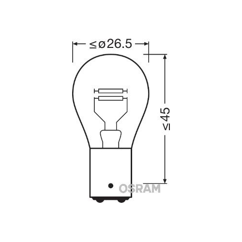 Incandescent lightbulb OSRAM P21 / 5W 21/5 / 12V socket embodiment: BAY15d (7528ULT-02B)
