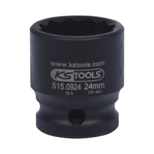 KS TOOLS 1/2 inch 12 point impact socket, short, 24mm 515.0924