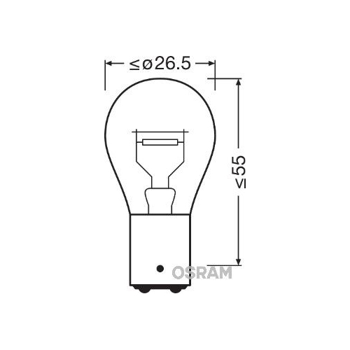 Incandescent lightbulb OSRAM PR21 / 5W 21 / 5W / 12V socket embodiment: BAW15d (7538LDR-01B)
