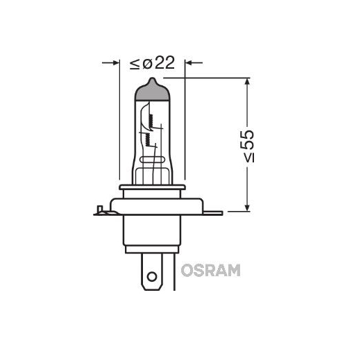 Incandescent lightbulb OSRAM H4 60 / 55W / 12V socket embodiment: P43t (64193ULT)