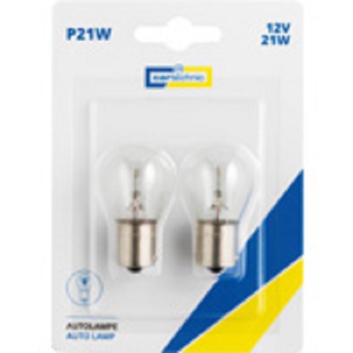 CARTECHNIC Metal socket bulb Bulb bulb P21W 21Watt 12 Volt BA15s Blister 2 pieces 40 27289 00590 4