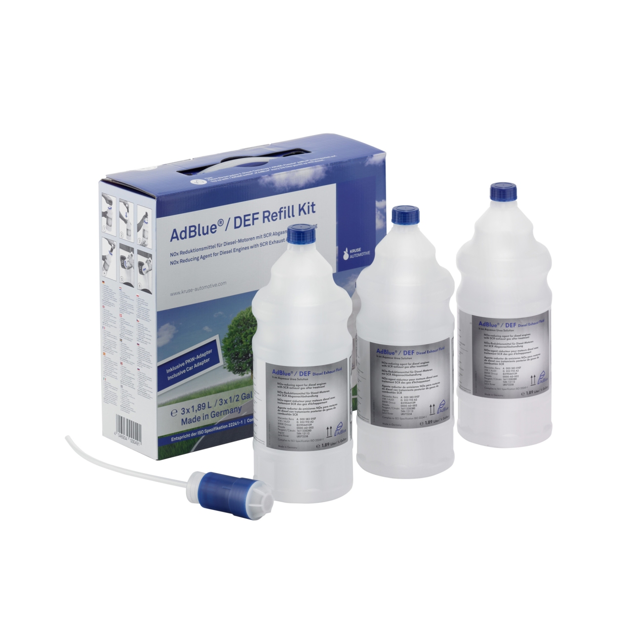 KRUSE Adblue urea solution refill kit 3 x 1.89 liters for car filling 1003803893500