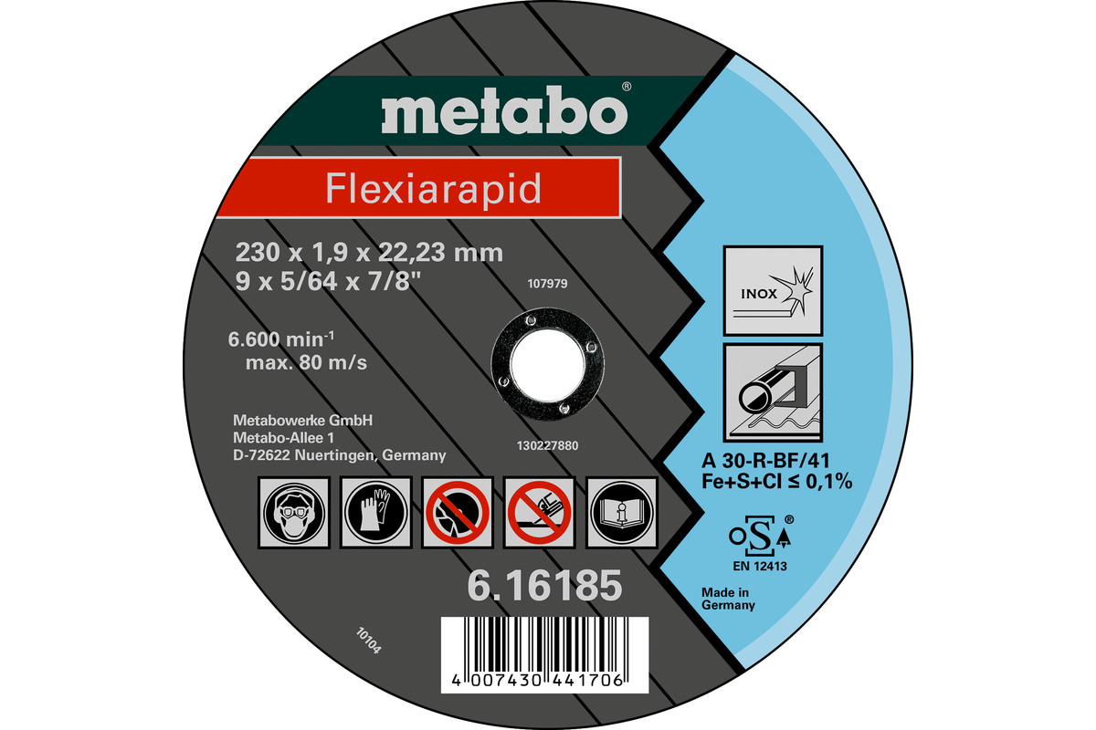 METABO Flexiarapid 230x1,9x22,23 Inox, Trennscheibe, gerade Ausführung (616185000) 616185000