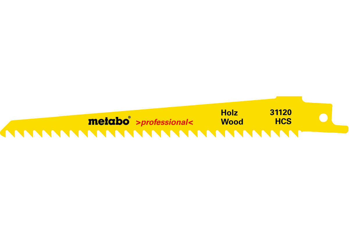 METABO 2 saber saw blades, wood, 150x 1,25 mm, HCS, 4,0 mm/ 6 TPI (631120000) 631120000
